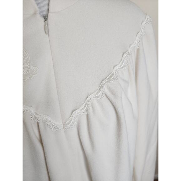 Vintage Shadowline Nightgown Ivory Long Sleeves Housecoat Zip Up Size Large USA - Picture 3 of 9